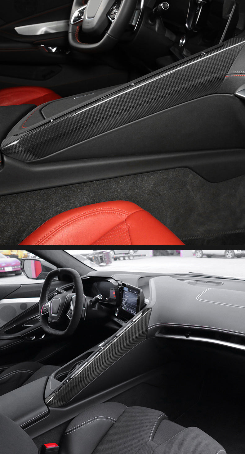 20+ Corvette C8 Platinum Series Dry Carbon Fiber Center Console Passenger Side Upper Trim Cover w/ Gloss Finish by CPG