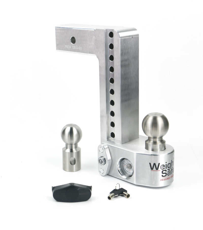 Weigh Safe 10in Drop Hitch w/Built-in Scale &amp; 2.5in Shank (10K/18.5K GTWR) - Aluminum