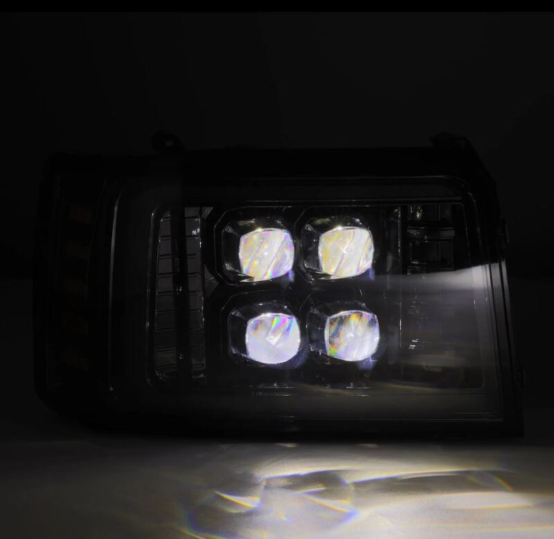 AlphaRex 92-96 Ford F-Series/Bronco NOVA-Series LED Proj Headlight Alpha-Bk w/Actv Light SS &amp; SBDRL