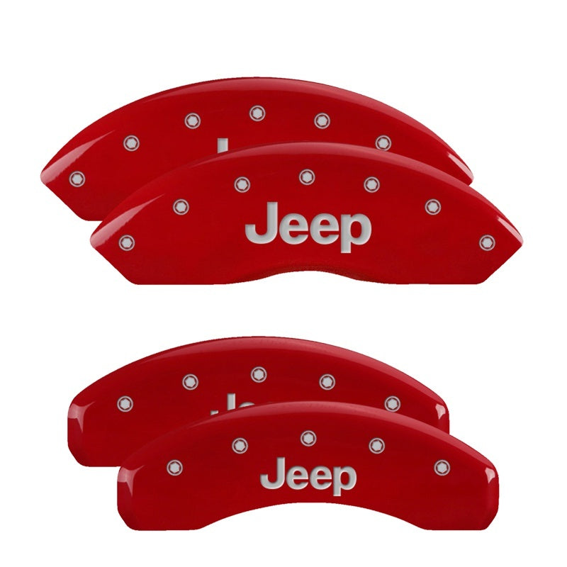 MGP 4 Caliper Covers Engraved Front &amp; Rear JEEP Red finish silver ch