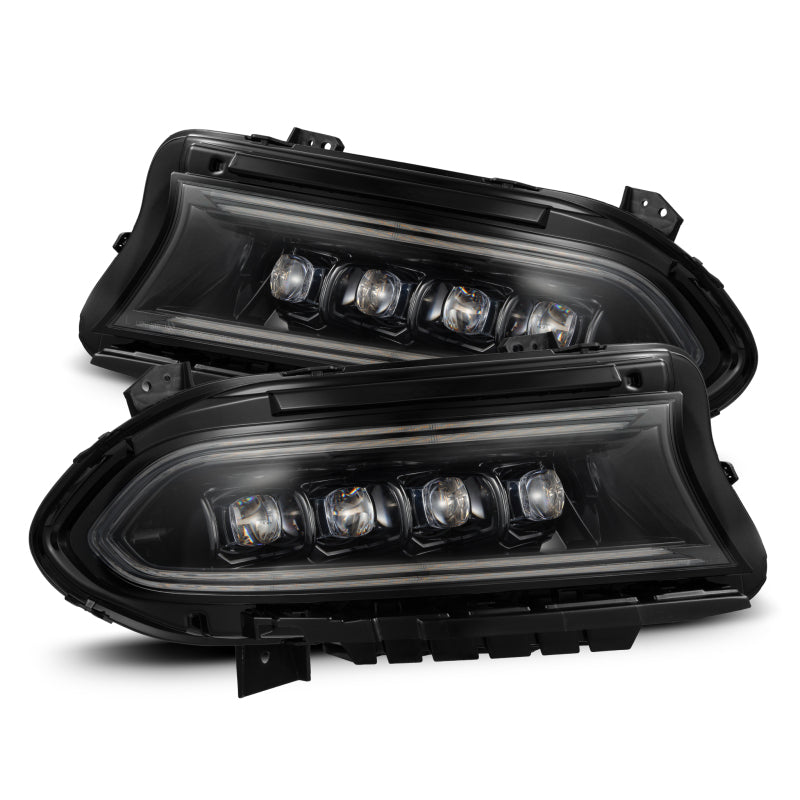 AlphaRex 15-23 Dodge Charger NOVA LED Proj Headlights Alpha-Blk w/Actv Light &amp; Seq.Sig / SB DRL