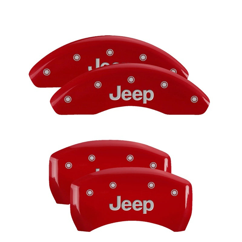 MGP 4 Caliper Covers Engraved Front &amp; Rear JEEP Red finish silver ch