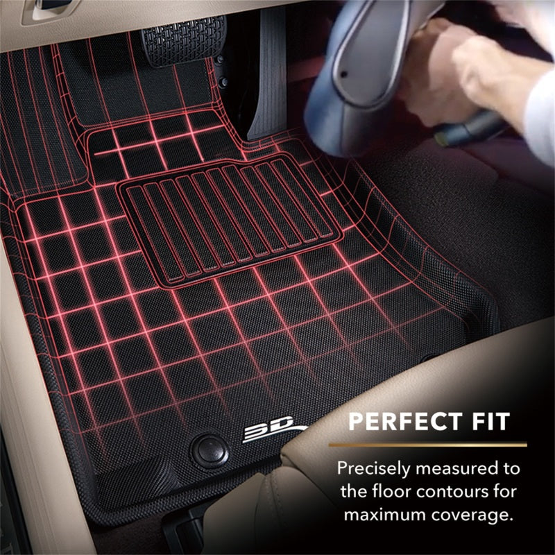 3D MAXpider 2014-2019 Chevrolet Silverado Crew Cab Kagu 1st &amp; 2nd Row Floormats - Black
