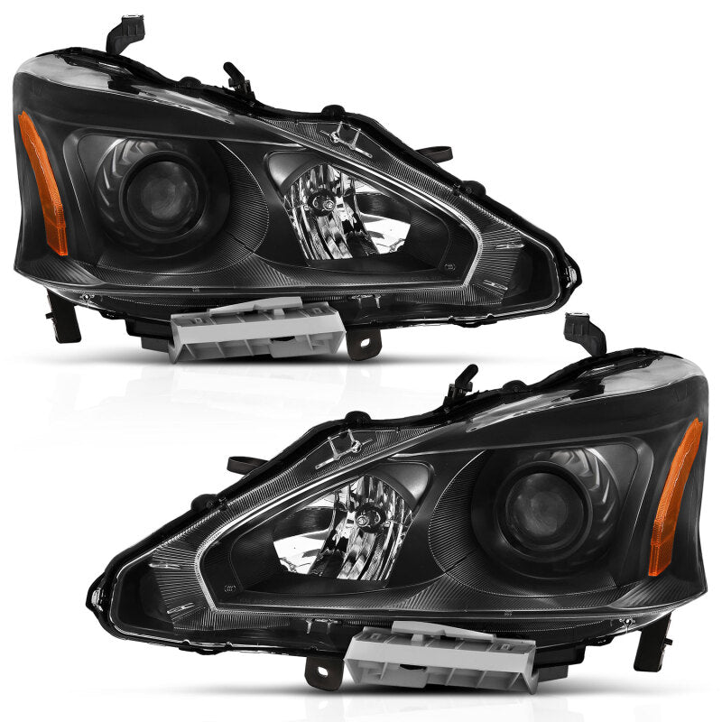 ANZO 2013-2015 Nissan Altima Projector Headlight Black Amber