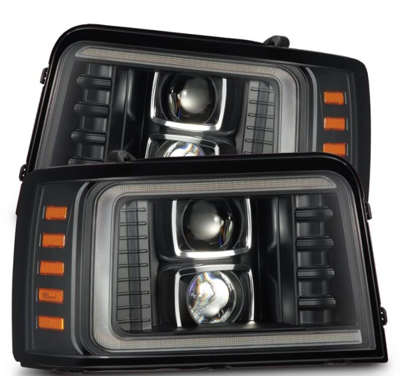 AlphaRex 92-96 Ford F-Series/Bronco LUXX-Series Proj Headlights Blk w/Actv Light SeqSig &amp; SBDRL