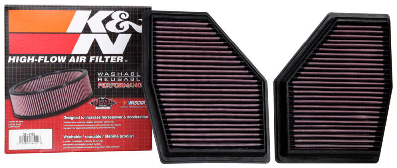 K&amp;N 2020 BMW M550i 4.4L V8 Replacement Air Filter (2 Per Box)