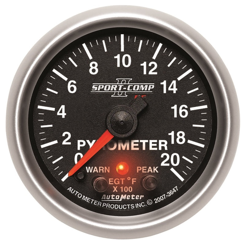Autometer Elite 52.4mm 0-2000F Pyrometer Peak &amp; Warn w/ Electronic Control Gauge
