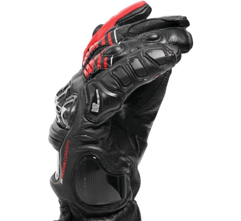 Dainese Druid 4 Leather Gloves Black/Lava-Red/White - Small