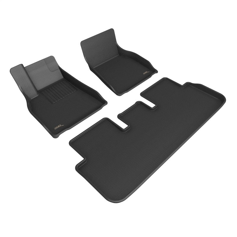 3D MAXpider 21-22 Tesla Model S Kagu 1st &amp; 2nd Row Floormats - Black