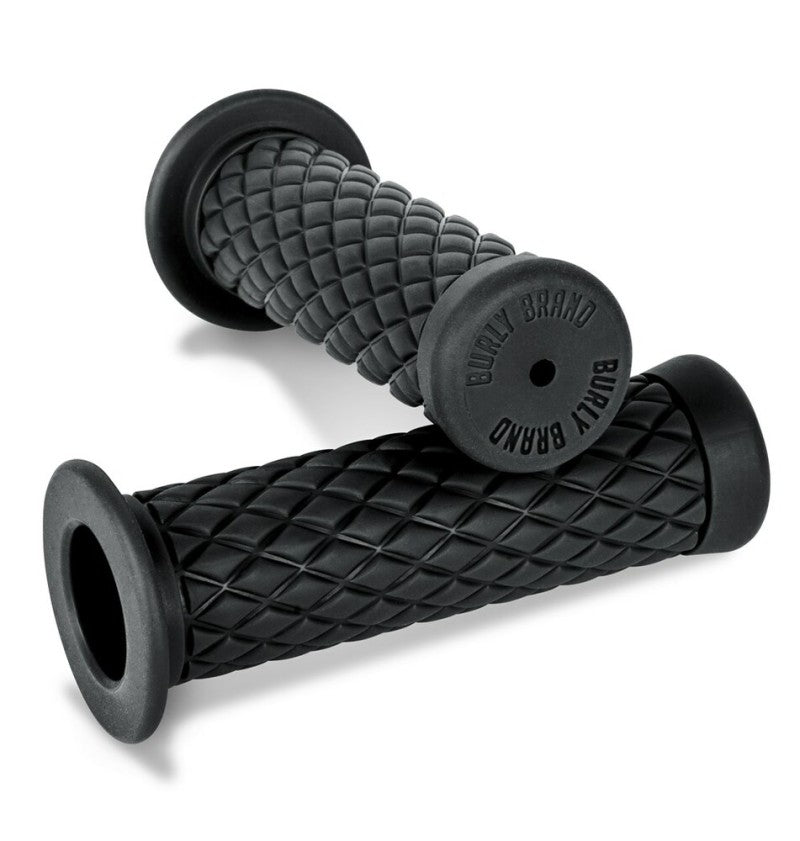 Burly Brand Rubber Diamondback Grips 1in - Black