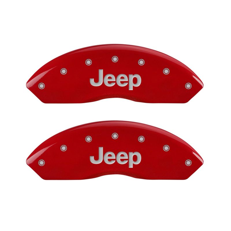 MGP 4 Caliper Covers Engraved Front &amp; Rear JEEP Red finish silver ch