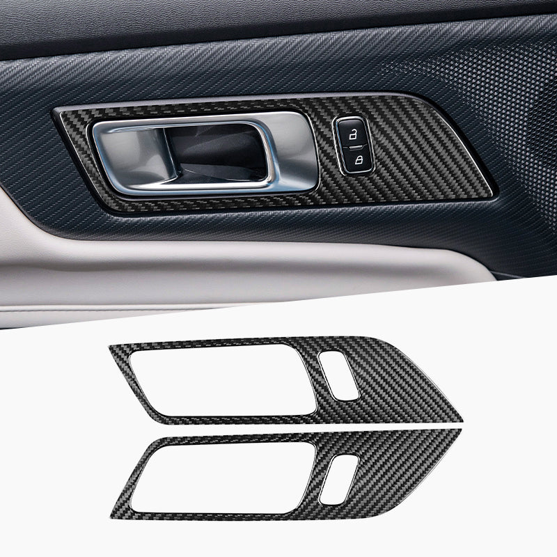 15-24 Mustang Platinum Series Dry Carbon Fiber Interior Door Handle Trim Covers w/ Gloss Finish by CPG