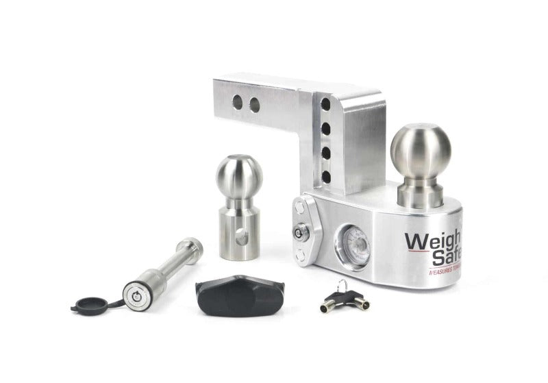 Weigh Safe 4in Drop Hitch w/Built-in Scale &amp; 2in Shank (10K/12.5K GTWR) w/WS05 - Aluminum