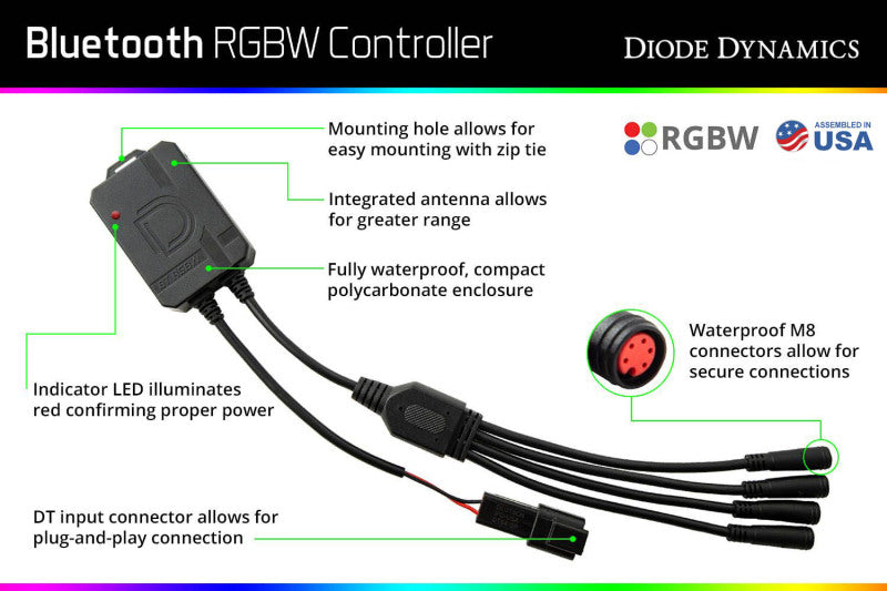 Diode Dynamics - Bluetooth RGBW M8 Controller 1ch