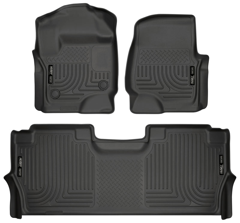 Husky Liners 17-19 F-250/F-350/F-450 Crew Cab Weatherbeater Black Front &amp; 2nd Seat Floor Liners