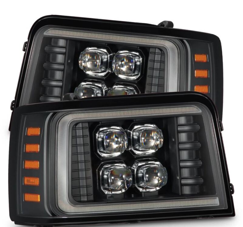 AlphaRex 92-96 Ford F-Series/Bronco NOVA-Series LED Proj Headlight Bk w/Actv Light SeqSig &amp; SBDRL