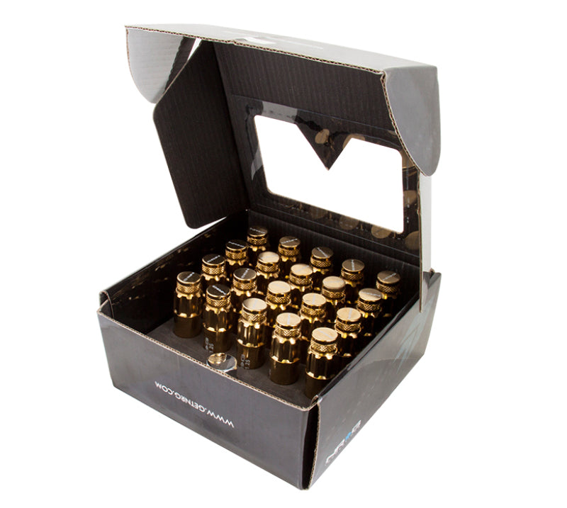 NRG 700 Series M12 X 1.25 Steel Lug Nut w/Dust Cap Cover Set 21 Pc w/Locks &amp; Socket - Chrome Gold