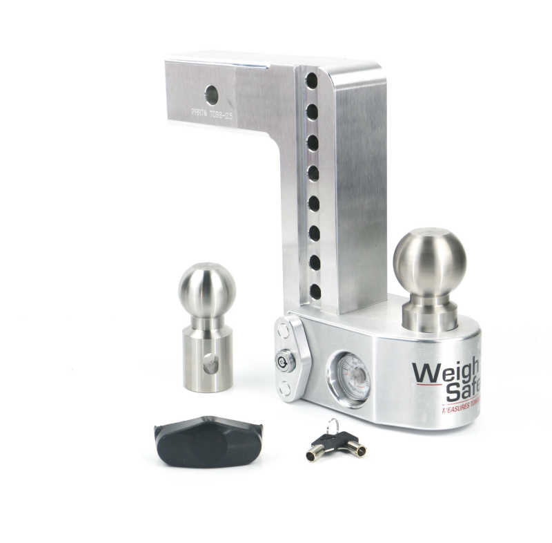 Weigh Safe 8in Drop Hitch w/Built-in Scale &amp; 2.5in Shank (10K/18.5K GTWR) - Aluminum