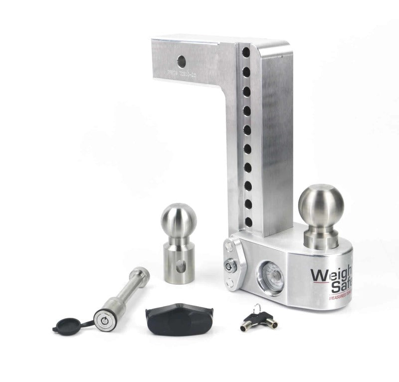 Weigh Safe 10in Drop Hitch w/Built-in Scale &amp; 2.5in Shank (10K/18.5K GTWR) w/WS05 - Aluminum