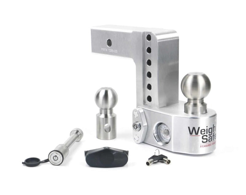 Weigh Safe 6in Drop Hitch w/Built-in Scale &amp; 2.5in Shank (10K/18.5K GTWR) w/WS05 - Aluminum