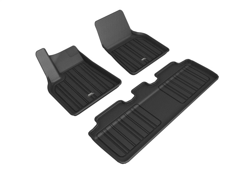 3D MAXpider 2020-2021 Tesla Model Y Elitect 1st &amp; 2nd Row Floormats - Black