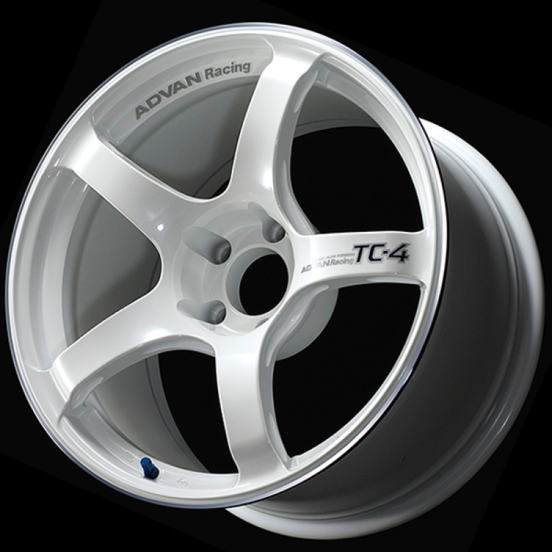 Advan TC4 18x9 +35 5-114.3 Racing White Metallic &amp; Ring Wheel