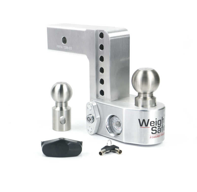 Weigh Safe 6in Drop Hitch w/Built-in Scale &amp; 2.5in Shank (10K/18.5K GTWR) - Aluminum