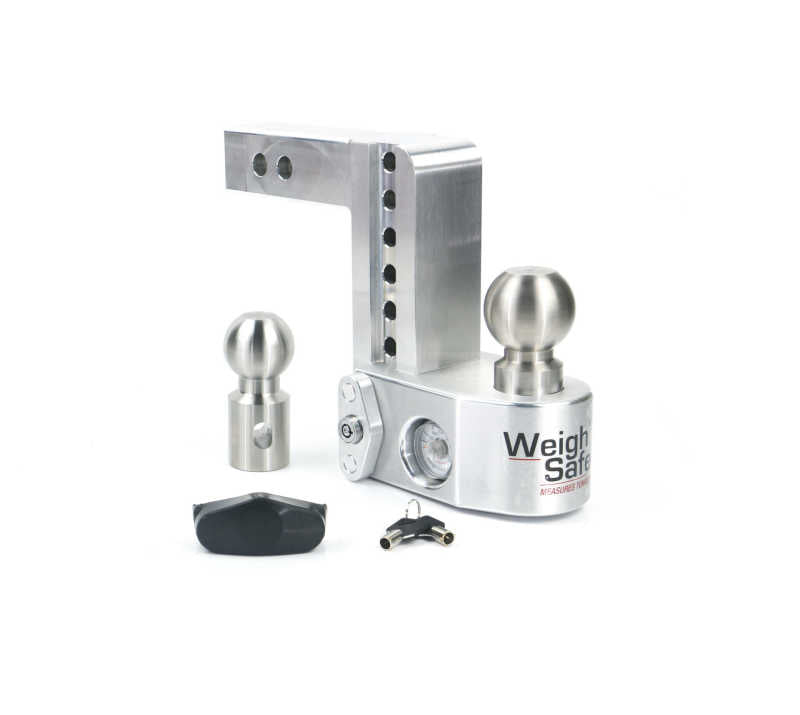 Weigh Safe 6in Drop Hitch w/Built-in Scale &amp; 2in Shank (10K/12.5K GTWR) - Aluminum