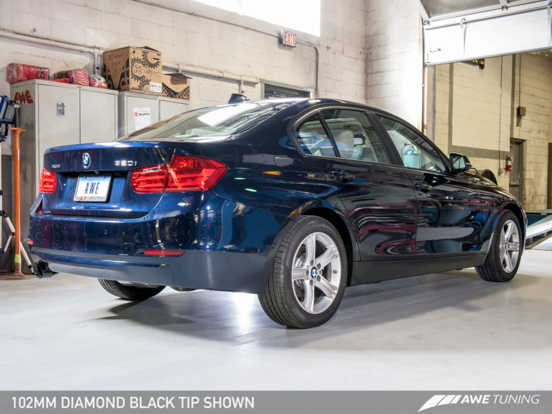 AWE Tuning 13-18 BMW 320i (F30) Touring Edition Exhaust w/ Perfomance Mid Pipe - Diamond Black Tips