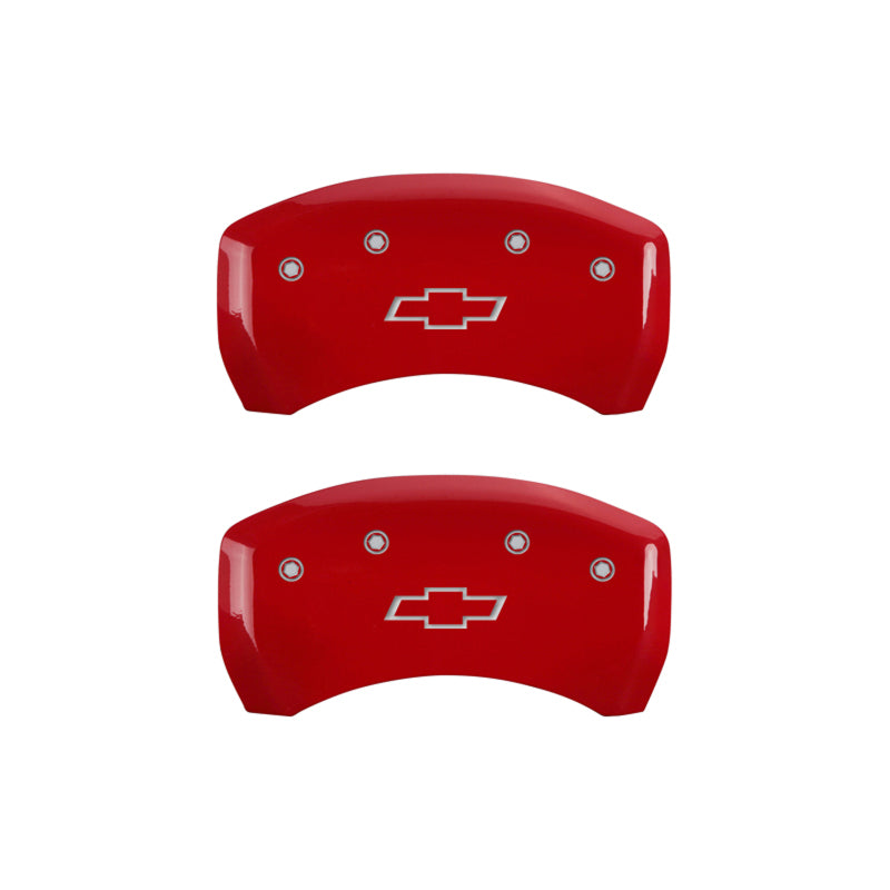 MGP 4 Caliper Covers Engraved Front &amp; Rear Bowtie Red finish silver ch