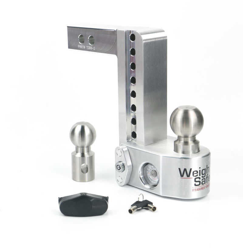 Weigh Safe 8in Drop Hitch w/Built-in Scale &amp; 2in Shank (10K/12.5K GTWR) - Aluminum