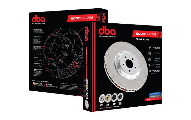 DBA 09-11 Nissan GTR R-35 Front Slotted 5000 Series 2 Piece Rotor Assembled w/ Black Hat