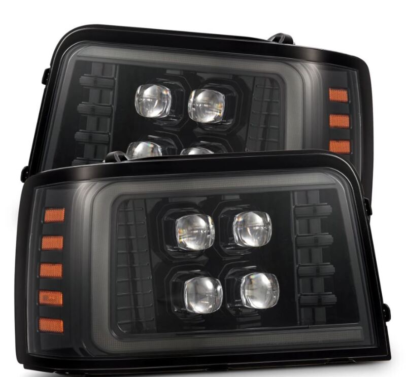 AlphaRex 92-96 Ford F-Series/Bronco NOVA-Series LED Proj Headlight Alpha-Bk w/Actv Light SS &amp; SBDRL