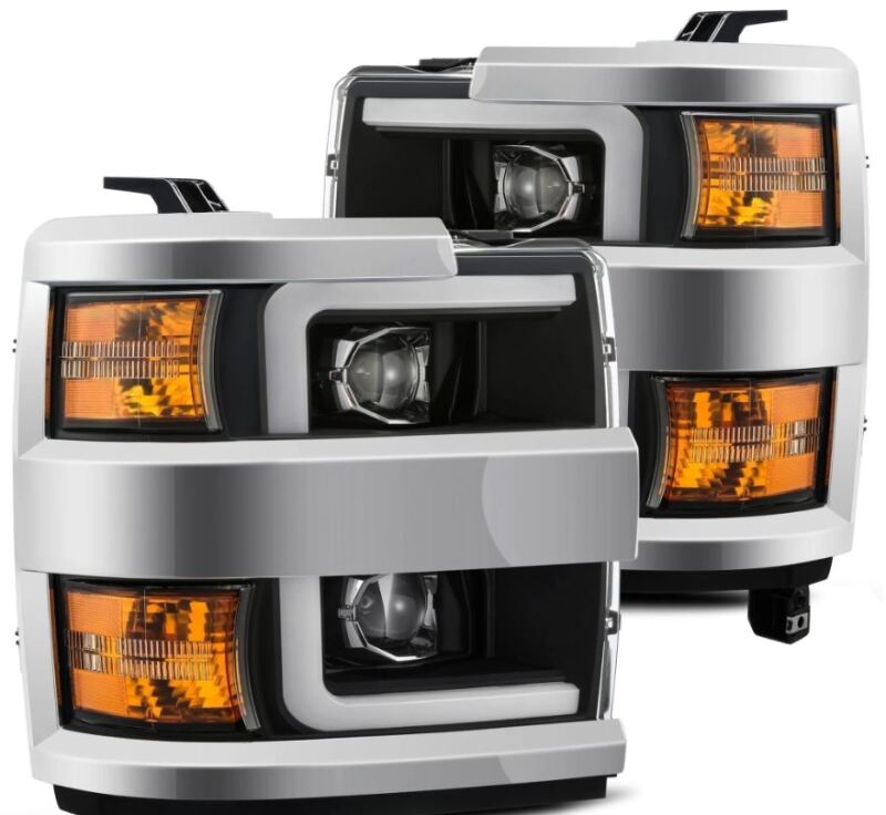 AlphaRex 15-19 Chevy Silverado 2500/3500 LUXX-Series Proj. Headlights Blk w/Actv SeqSig &amp; SBDRL