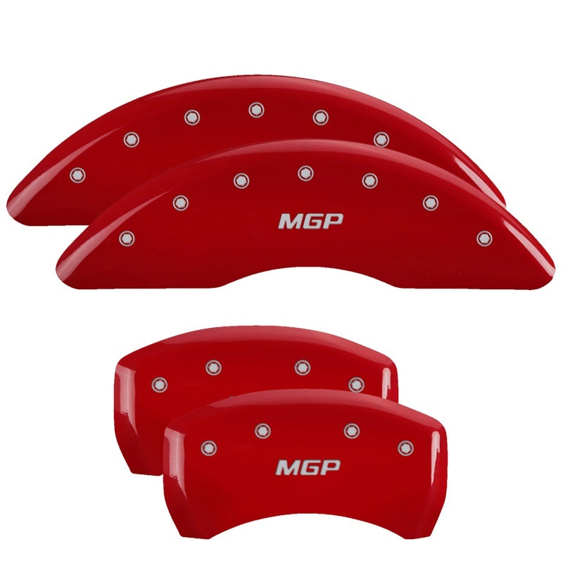 MGP 4 Caliper Covers Engraved Front &amp; Rear MGP Red finish silver ch