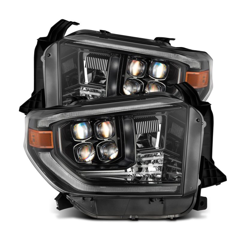 AlphaRex 14-21 Toyota Tundra NOVA-Series LED Proj Headlights Alpha-Blk w/Actv Light &amp; Seq. Sig + DRL
