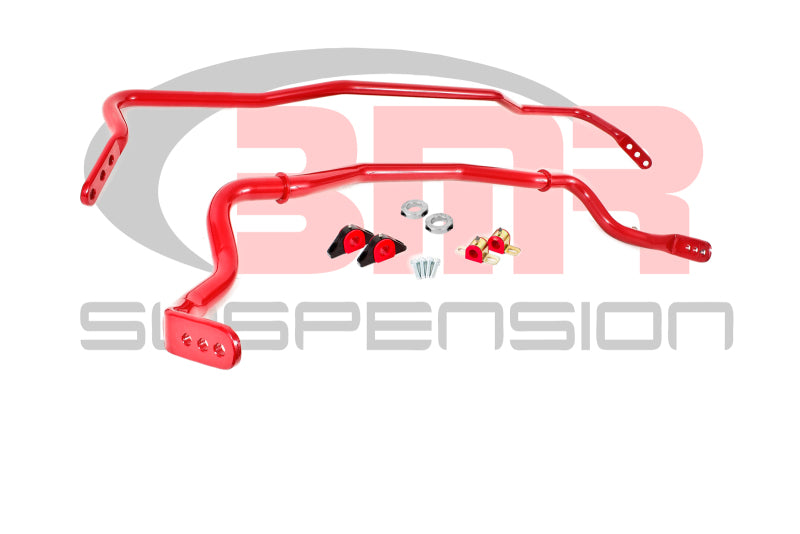 BMR 15-17 S550 Mustang Front &amp; Rear Sway Bar Kit w/ Bushings - Red