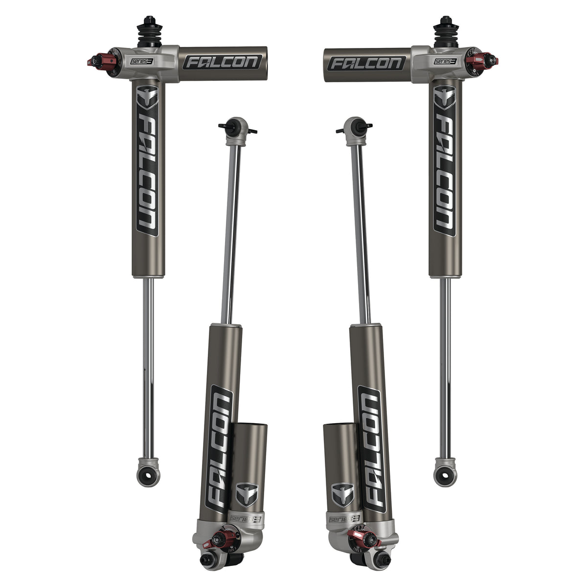 ~(44.5 lbs. 37X27X10)~ JKU 4-Door: Falcon Series 3.3 Fast Adjust Piggyback Shocks (1.5-2.5in Lift) - Set