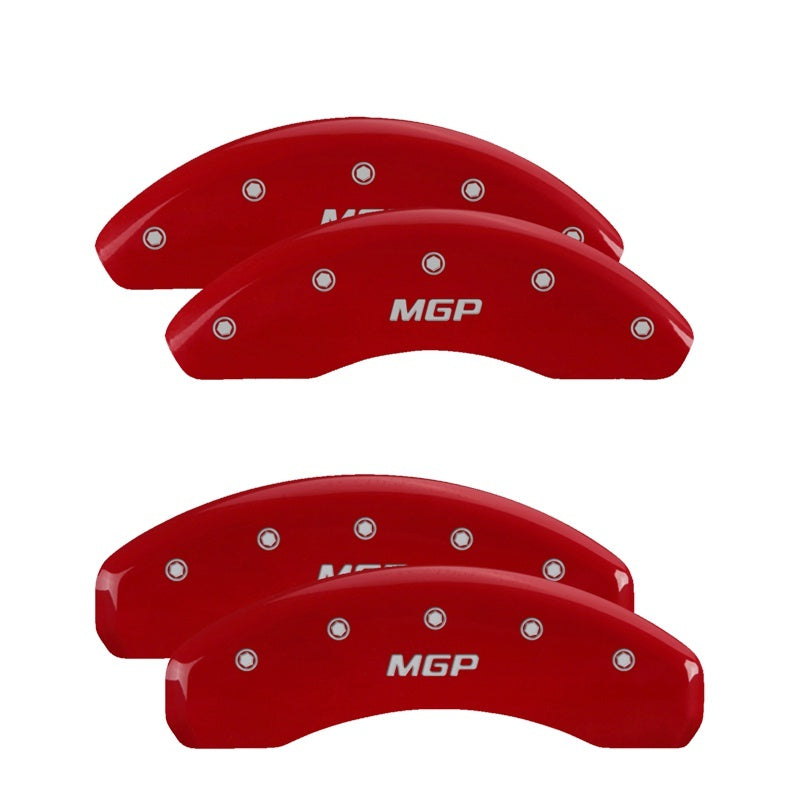 MGP 4 Caliper Covers Engraved Front &amp; Rear No bolts/Sport Red finish silver ch