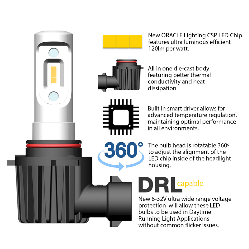 Oracle 9006 - VSeries LED Headlight Bulb Conversion Kit - 6000K