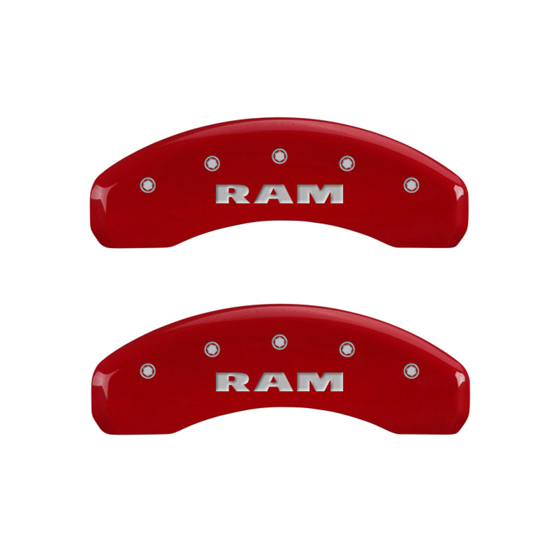 MGP 4 Caliper Covers Engraved Front &amp; Rear RAM Red finish silver ch