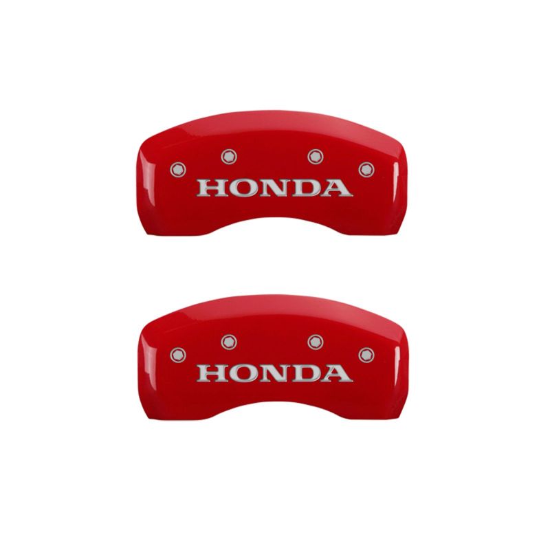 MGP 4 Caliper Covers Engraved Front &amp; Rear Honda Red finish silver ch