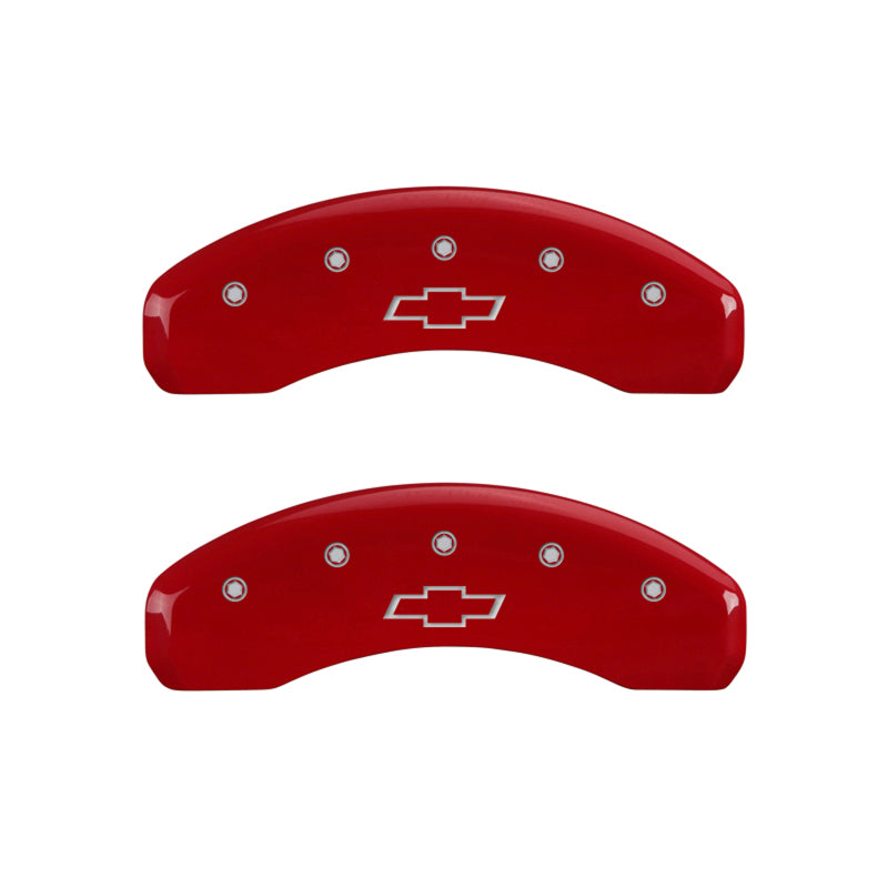 MGP 4 Caliper Covers Engraved Front &amp; Rear Bowtie Red finish silver ch