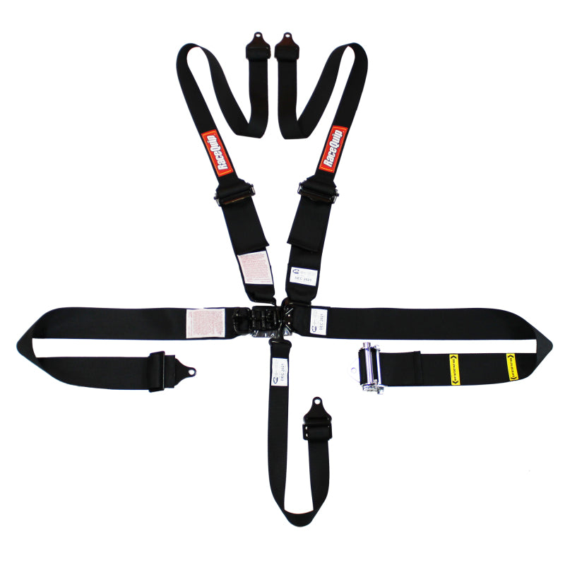 RaceQuip L &amp; L 5pt Ratchet HNR Harness Black