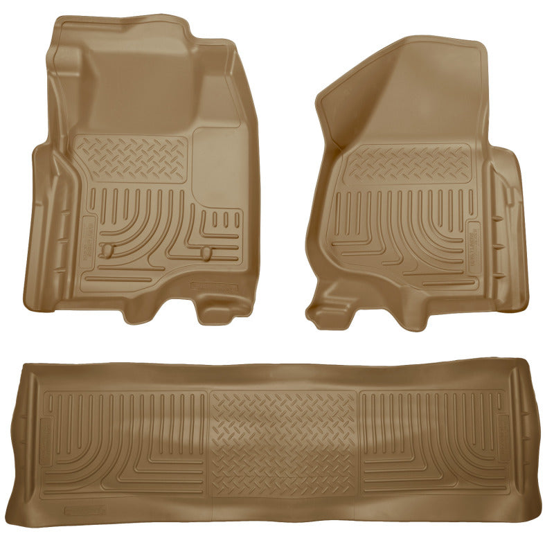 Husky Liners 11-12 Ford SD Crew Cab WeatherBeater Combo Tan Floor Liners (w/o Manual Trans Case)