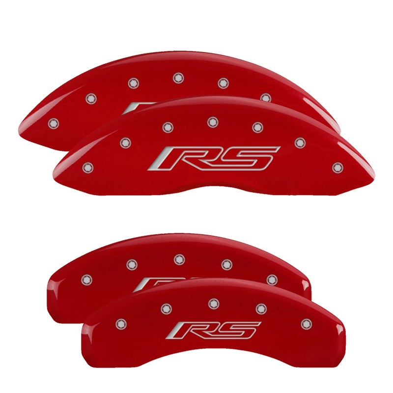 MGP 4 Caliper Covers Engraved Front &amp; Rear Gen 5/RS Red finish silver ch