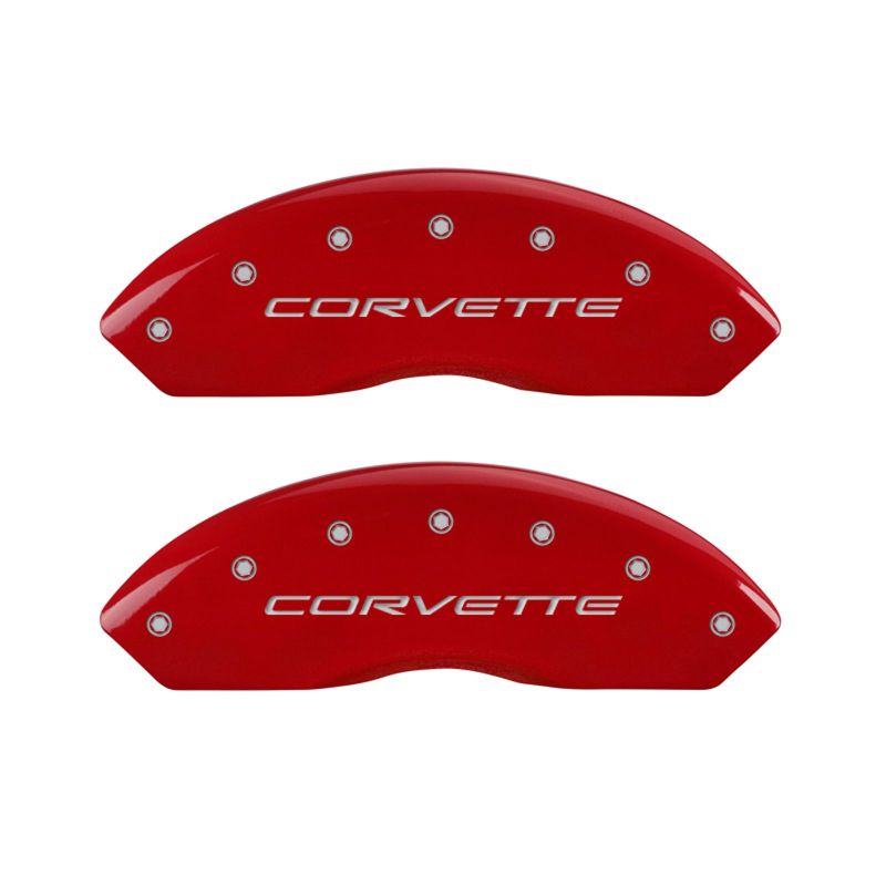 MGP 4 Caliper Covers Engraved Front &amp; Rear C5/Corvette Red finish silver ch