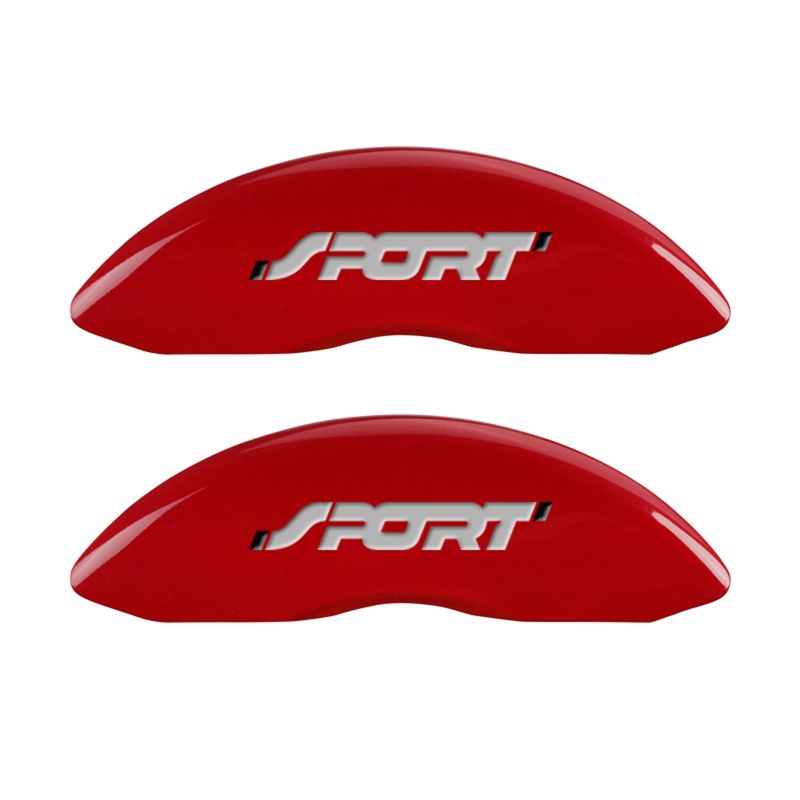 MGP 4 Caliper Covers Engraved Front &amp; Rear No bolts/Sport Red finish silver ch
