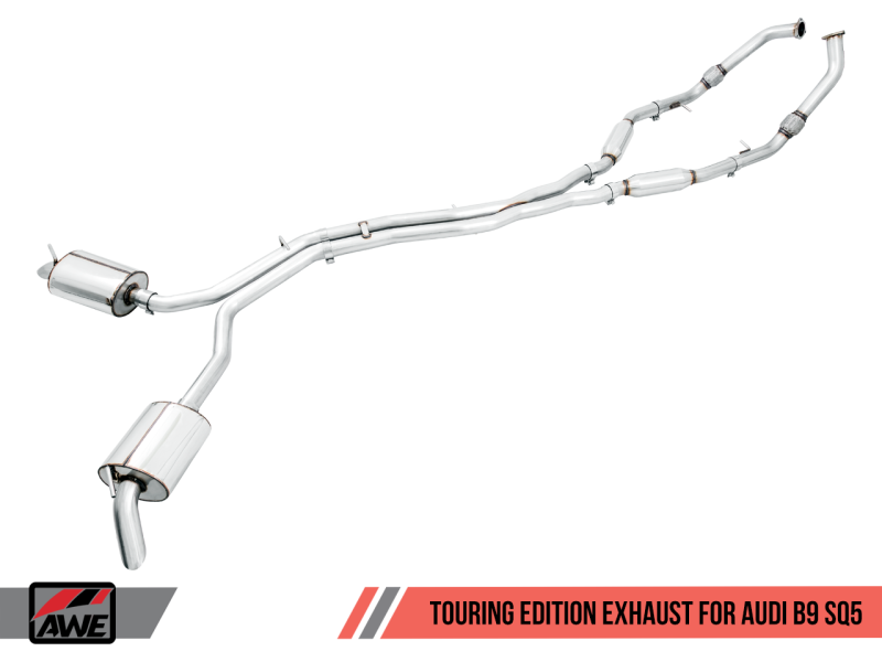 AWE Tuning Audi B9 SQ5 Non-Resonated Touring Edition Cat-Back Exhaust - No Tips (Turn Downs)