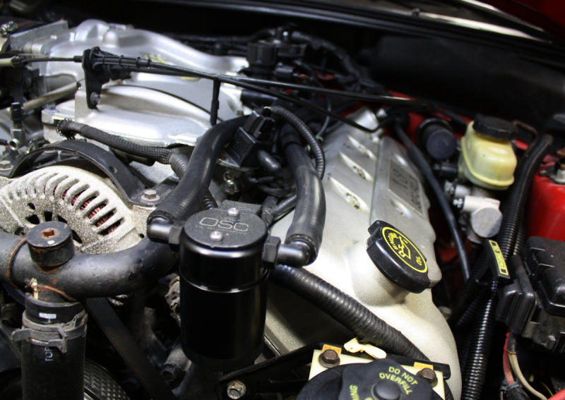 J&amp;L 99-04 Ford Mustang SVT Cobra Driver Side Oil Separator 3.0 - Black Anodized